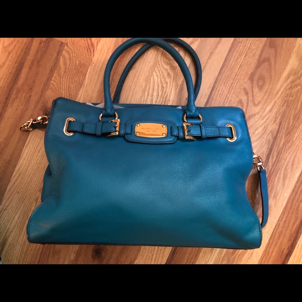 Michael Kors Teal Hamilton Satchel Bag - Picture 6 of 15